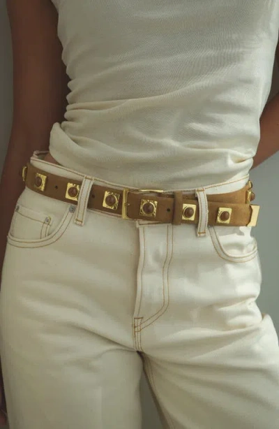 Aureum No. 2 Stud Leather Belt In Brown