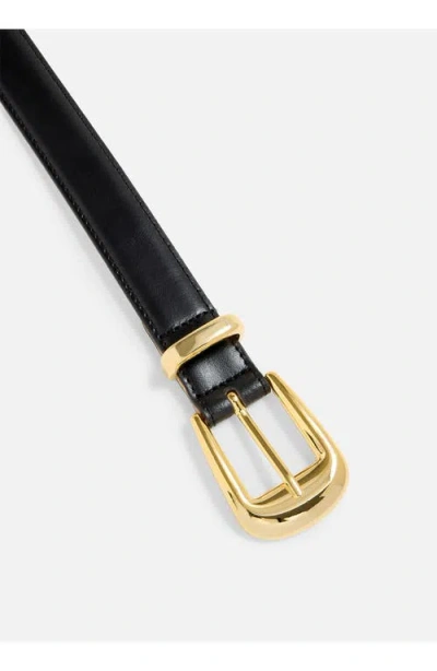Aureum No. 16 Crocodile Texture Leather Belt In Black