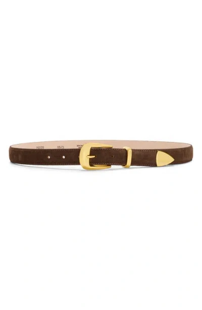 Aureum No. 16 Crocodile Texture Leather Belt In Brown