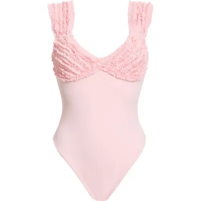Free People Party Favor Ruffle Bodysuit In Pink