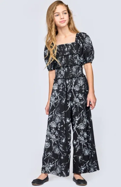 Truly Me Kids' Print Jumpsuit In Black