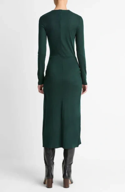 Vince Wool Blend Drape Midi Dress In Black