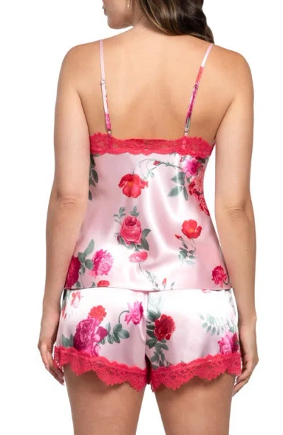 In Bloom By Jonquil Alyssa Lace Trim Strappy Short Satin Pajamas In Pink