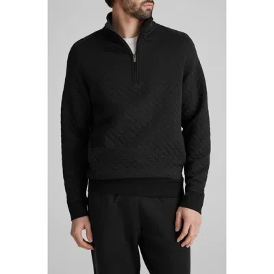 Tommy John Quilted Quarter Zip Top In Black