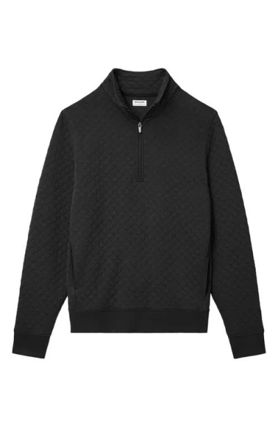 Tommy John Quilted Quarter Zip Top In Black