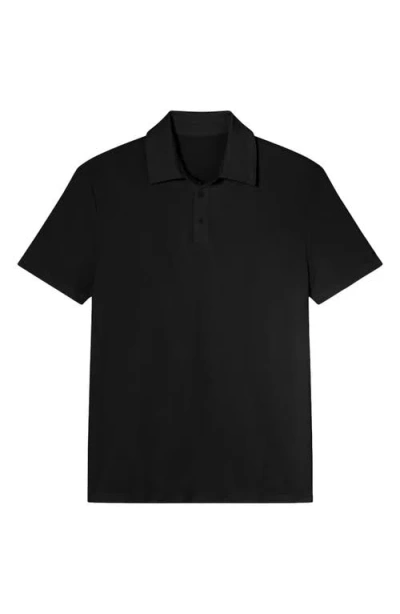 Tommy John Modal Blend Piqué Polo In Black