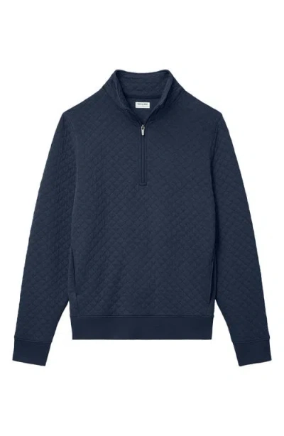 Tommy John Quilted Quarter Zip Top In Blue