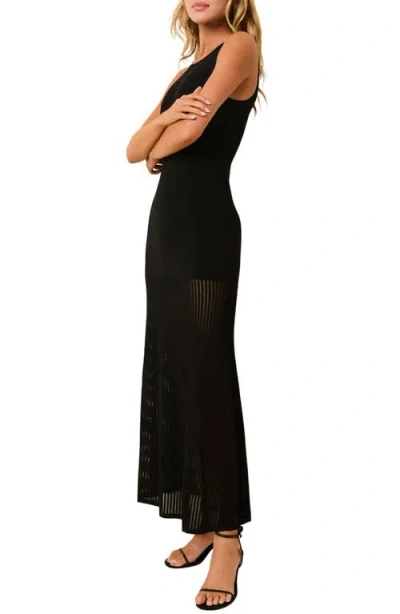 Solid & Striped Lucerne Sleeveless Mixed Media Maxi Dress In Black