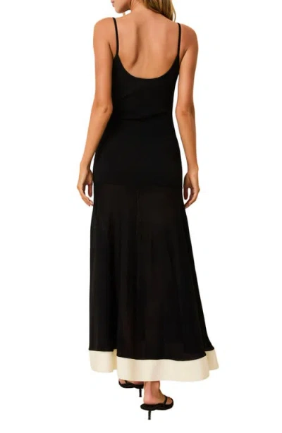 Solid & Striped Tess Contrast Trim Maxi Sundress In Black