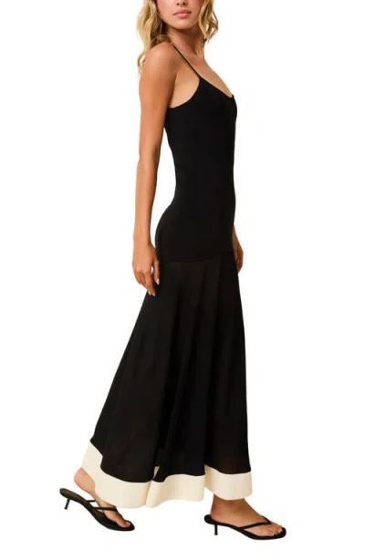 Solid & Striped Tess Contrast Trim Maxi Sundress In Black