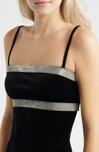 Jump Apparel Embellished Velvet Minidress In Black