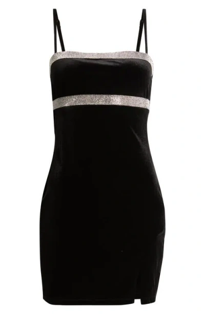 Jump Apparel Embellished Velvet Minidress In Black