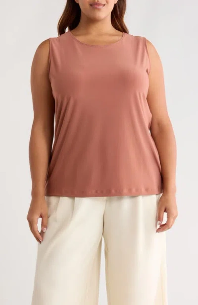 Vikki Vi Scoop Neck Tank In Brown