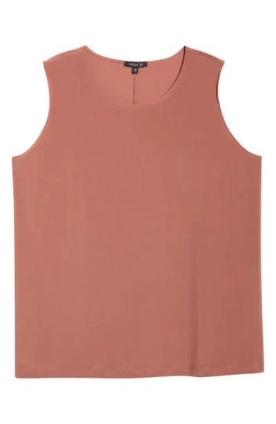 Vikki Vi Scoop Neck Tank In Brown