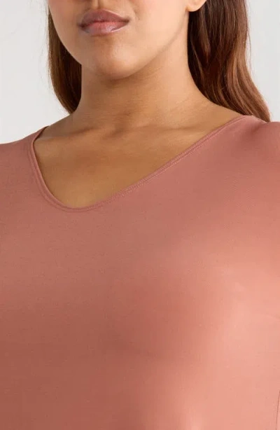 Vikki Vi Handkerchief Hem Tunic Top In Brown