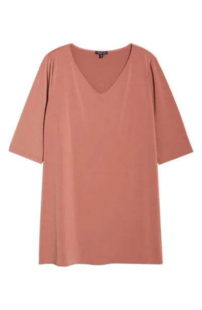 Vikki Vi Handkerchief Hem Tunic Top In Brown