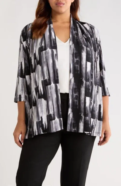 Vikki Vi Brushstroke Print Knit Jacket In Black