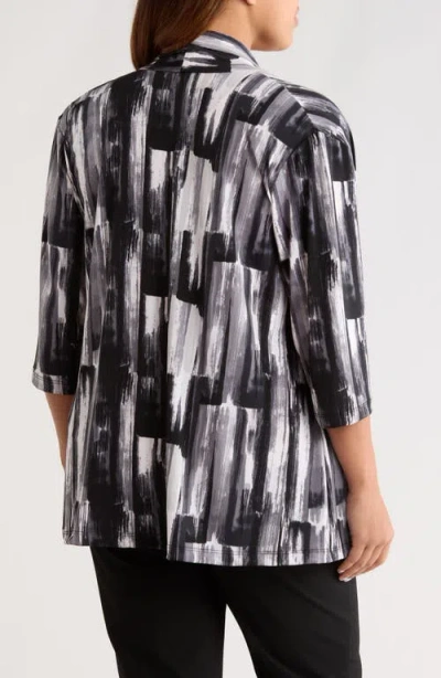 Vikki Vi Brushstroke Print Knit Jacket In Black