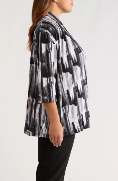 Vikki Vi Brushstroke Print Knit Jacket In Black