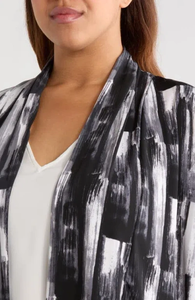 Vikki Vi Brushstroke Print Knit Jacket In Black