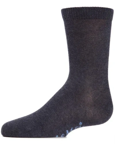 Memoi Kids' Basic Cotton Blend Crew Socks In Black