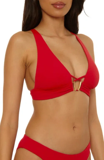 Becca Riviera Halter Bikini Top In Red