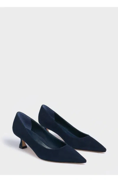 Marion Parke Flared Kitten Heel Pump | Suede In Blue