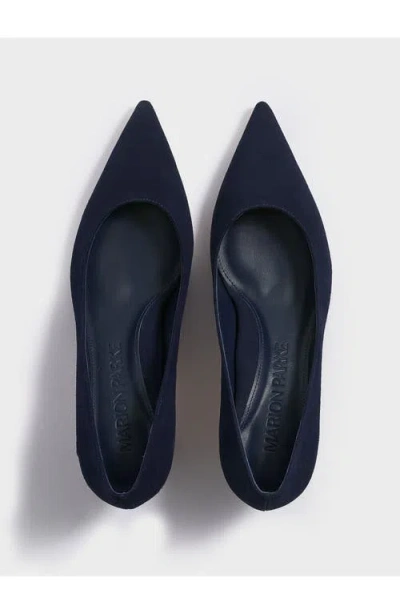 Marion Parke Flared Kitten Heel Pump | Suede In Blue