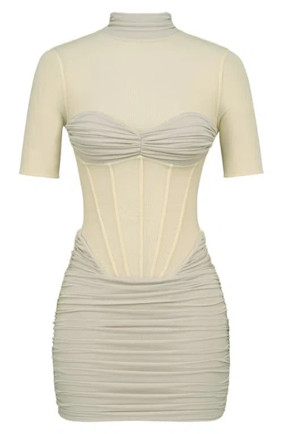 House Of Cb Sorrel Corset Stretch Mesh Minidress In Multi