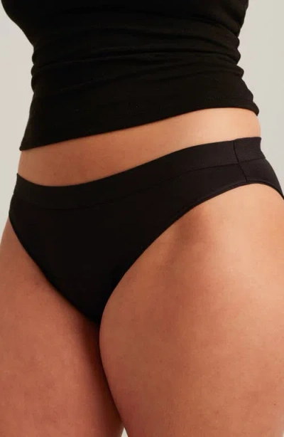 Saalt Leakproof Light Absorbency Stretch Cotton Bikini In Black