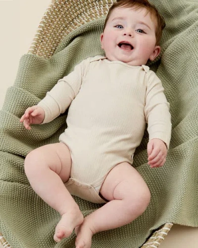 Mori Ribbed Long Sleeve Bodysuit In Neutral