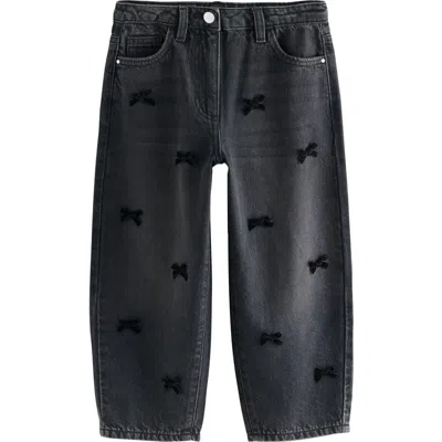 Next Kids' Bow Applique Jeans In Black