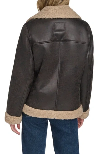 Levi's Faux Shearling Lined Faux Leather Moto Jacket In Black