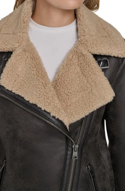 Levi's Faux Shearling Lined Faux Leather Moto Jacket In Black