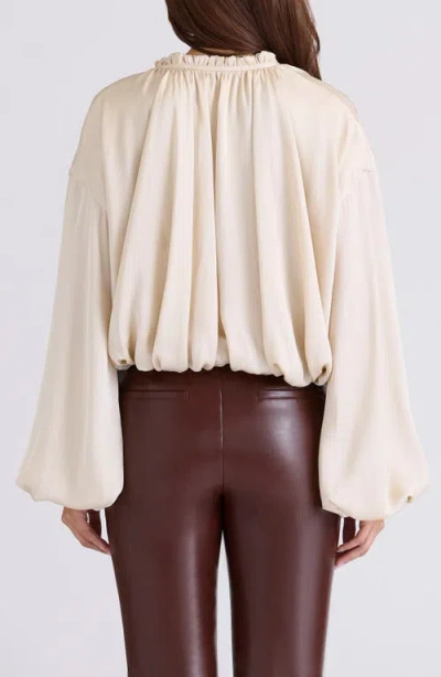 House Of Cb Talia Open Front Matte Satin Top In Neutral