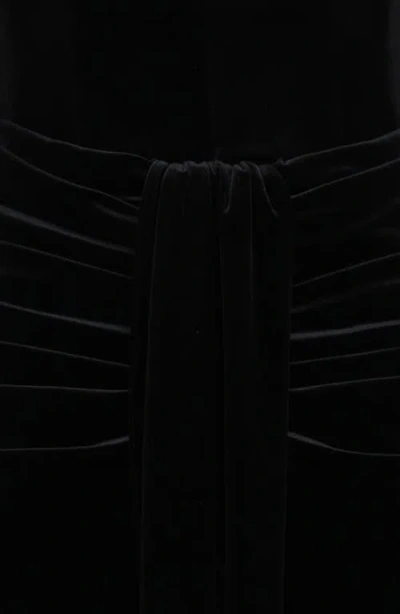 House Of Cb Vienne Deep Plunge Neck Velvet Gown In Black