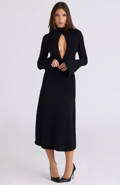 House Of Cb Asti A-line Sweater Midi Skirt In Black
