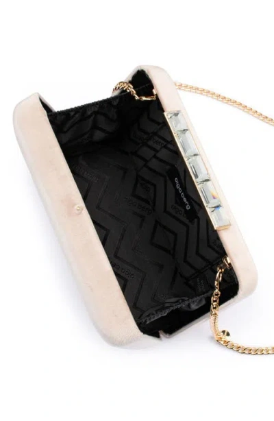 Olga Berg Bess Velvet Frame Clutch In Neutral