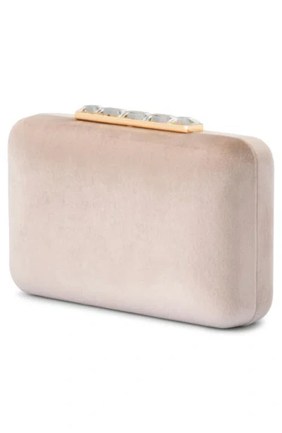 Olga Berg Bess Velvet Frame Clutch In Neutral