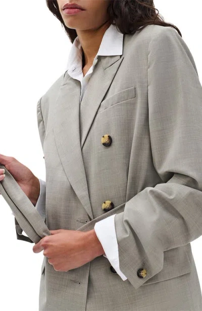 Rag & Bone Virginia Tie Waist Double Breasted Blazer In Gray