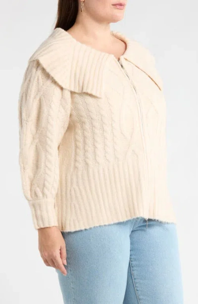 Sugarlips Mitchell Crop Zip Cardigan In Neutral