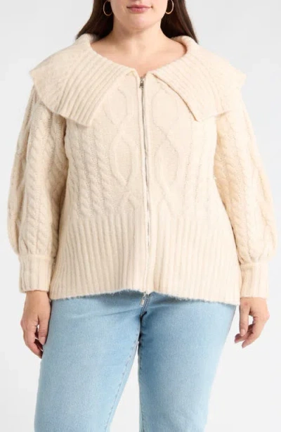 Sugarlips Mitchell Crop Zip Cardigan In Neutral