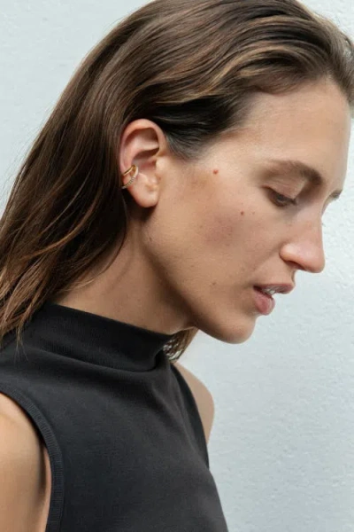 Otiumberg 14kt Gold Vermeil  Pave Double Ear Cuff In Gold