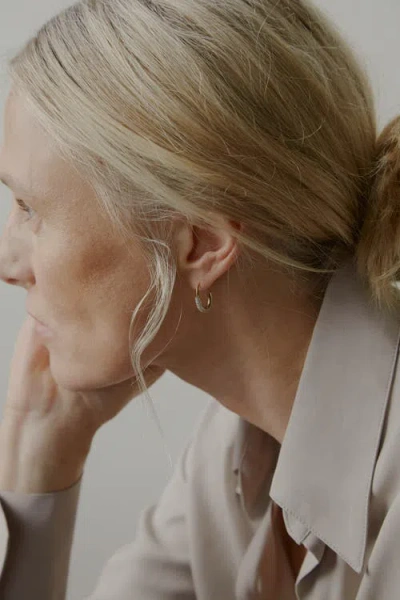 Otiumberg 14kt Gold Vermeil  Roscida Pave Oval Hoops In Gold