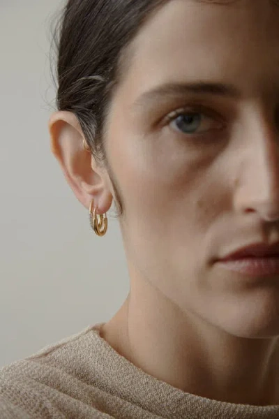 Otiumberg 14kt Gold Vermeil  Roscida Pave Oval Hoops In Gold