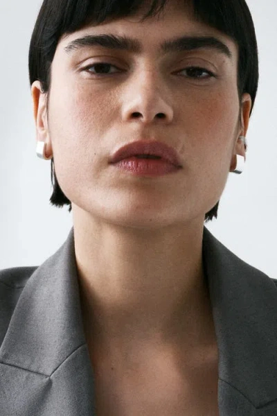 Otiumberg Sterling Silver Chunky Square Huggies In Metallic