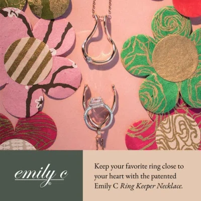 Emily C Original Bezel Ring Holder Necklace, Stainless Steel Wedding & Engagement, Gender Inclusive In Gold