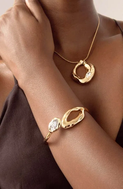 Ettika Molten Marquise Crystal Hinge Cuff Bracelet In Gold