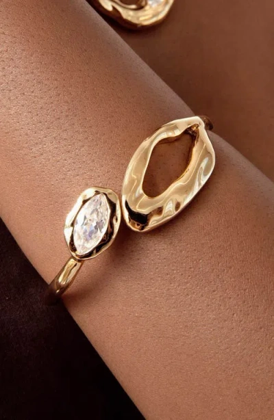 Ettika Molten Marquise Crystal Hinge Cuff Bracelet In Gold