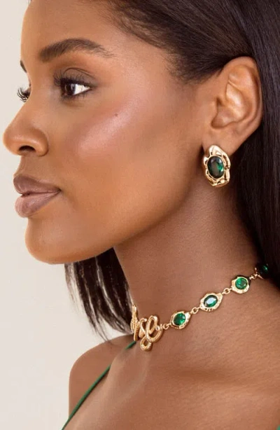 Ettika Molten Glow Crystal Stud Earrings In Gold